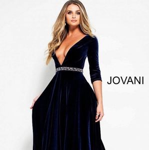 Jovani Velvet Navy Blue Ballgown